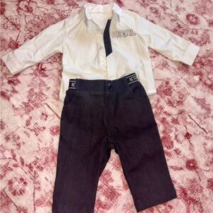 Baby Karl Lagerfeld White Shirt and Black Pants Set